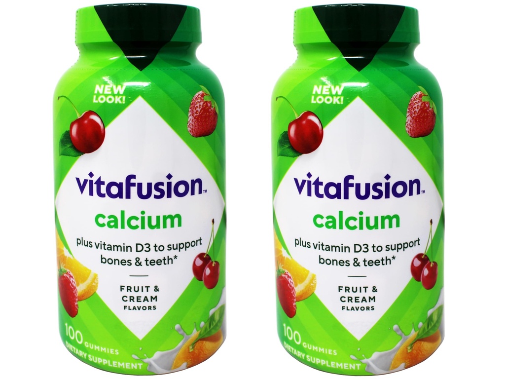 Vitafusion Calcium, Gummy JKHyWW Vitamini za odrasle, 500 mg, 100 Število (paket z 2)