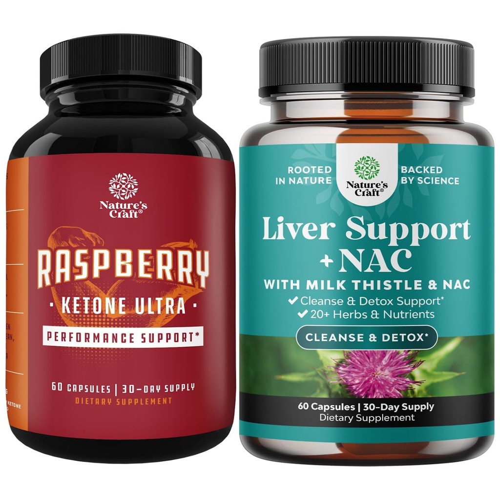 Sveženj mešanice Raspberry Ketones, izvleček zelenega čaja in African Mango Potent Sestavine za pospešitev up hujšanje izguba, Suppress apetit in opeklina maščobe in jeter podporo dodatek z NAC - Zeliščna jetra