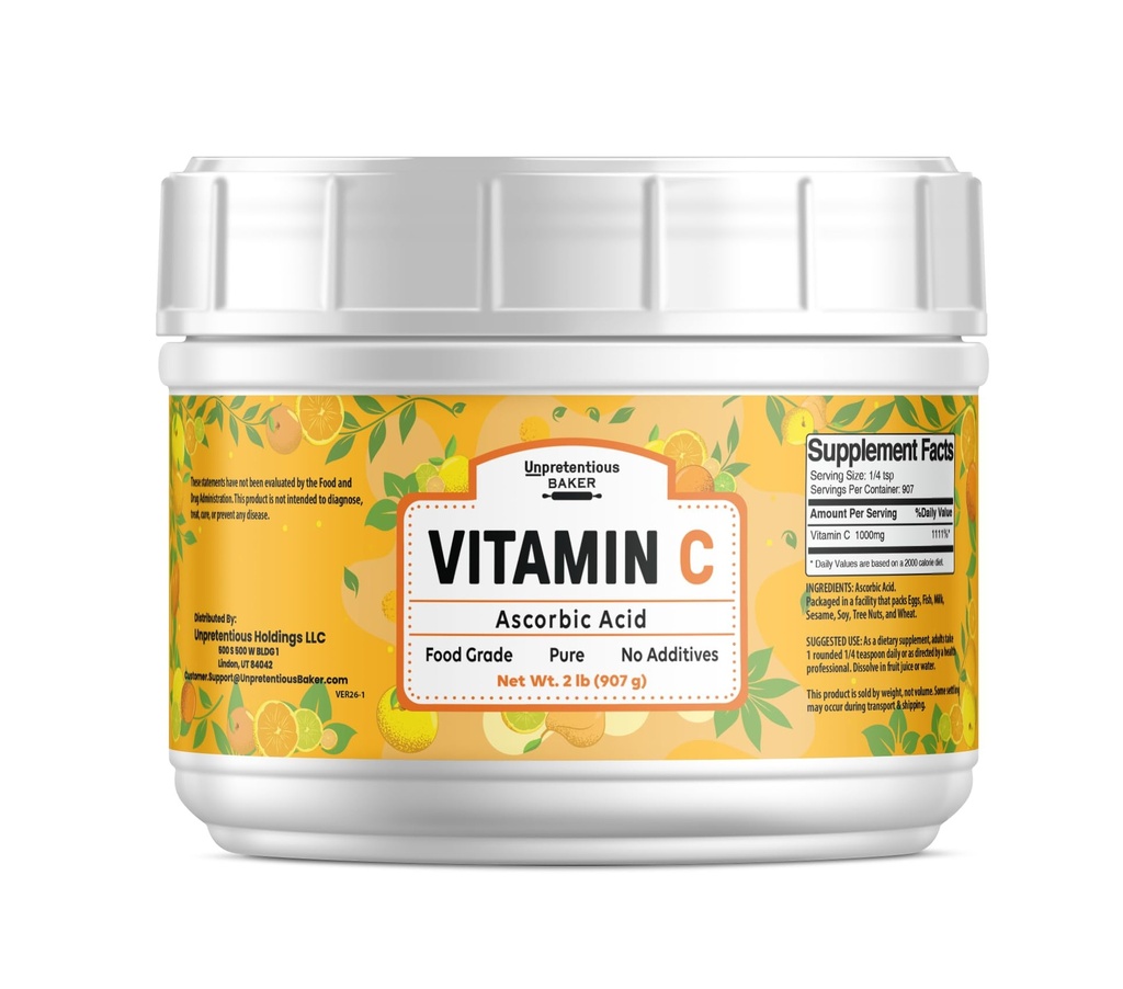 Nepretenziven prašek vitamina C (2 lb) Askorbinska kislina, Reseabilna cev