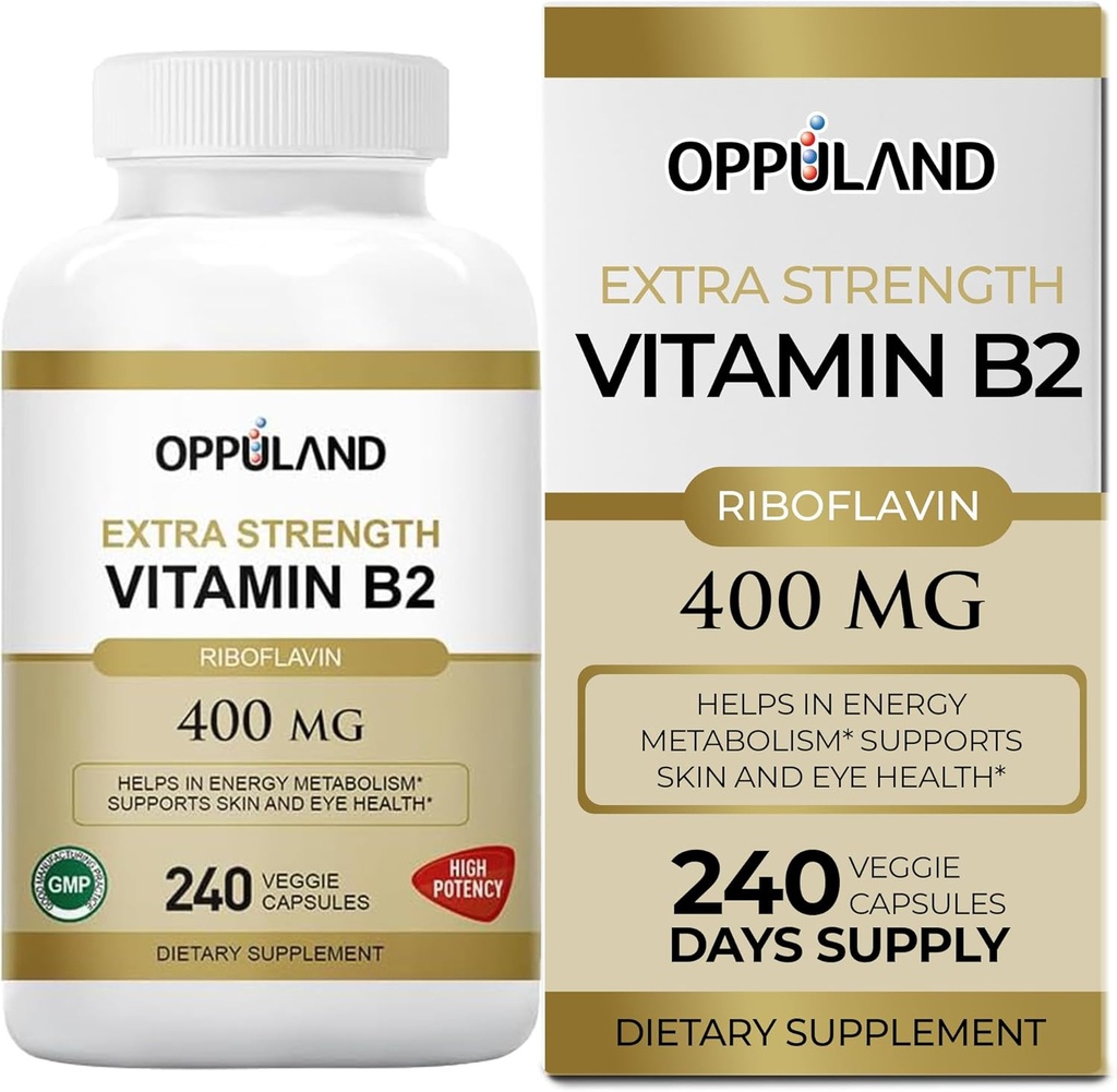 Riboflavin Vitamin B2 dodatek - B-2 Vitamin - krepi energijo Presnova in celična funkcija - Dnevna prehranska dopolnila za moške in ženske - 400 mg kapsule - 240 Število