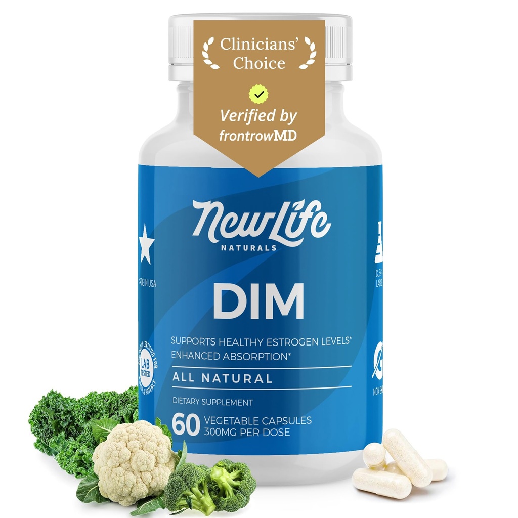 NewLife Naturals DIM Dodatek 300mg za ženske in moške - Hormonal Acne, Estrogen Balance tablete, Post Menopause Relief 
