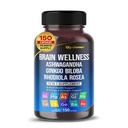 Možganska Wellness Ginkgo Biloba Rhodiola Cordyceps Kamilica Ashwagandha Gotu Kola Bacopa Rosemary Basil Black Pepper -150 Kapsule- Izdelano v ZDA