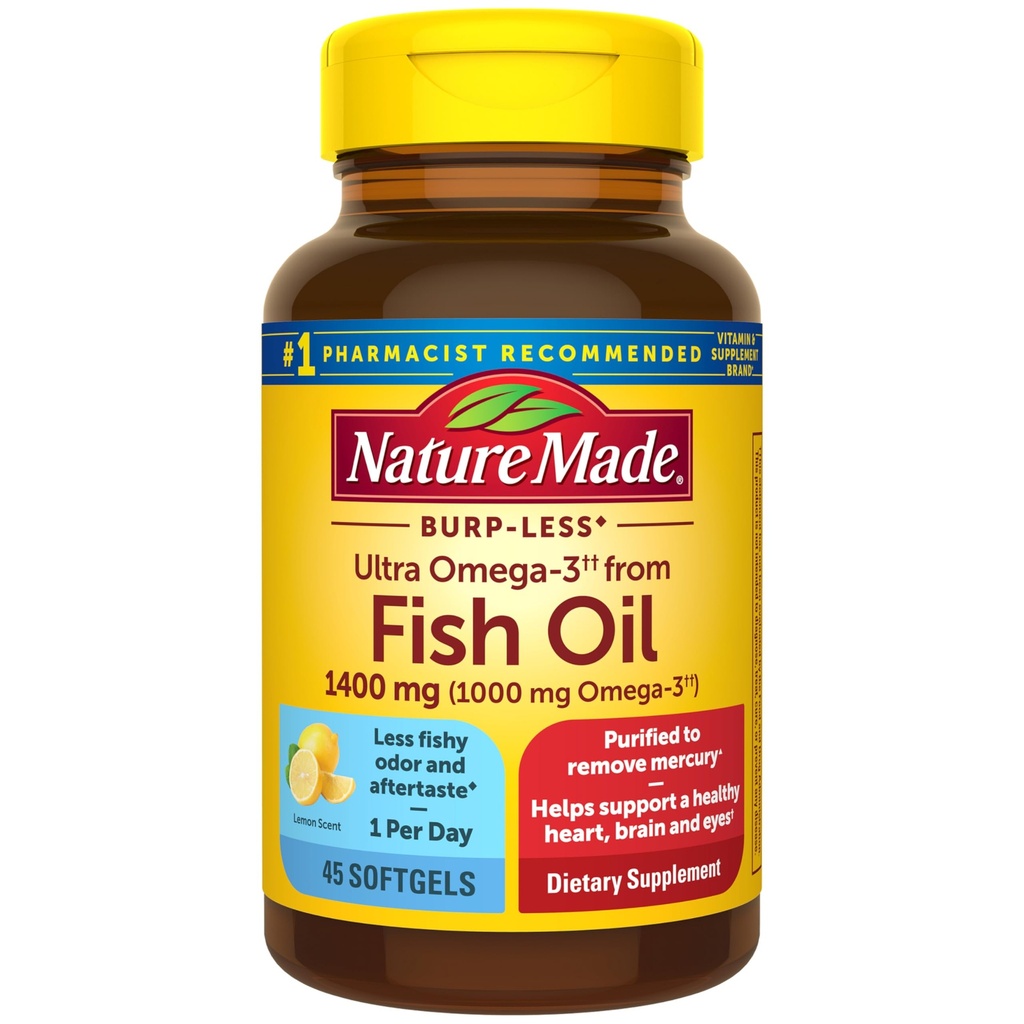 Narava narejena ekstra moč Omega 3 ribje olje dopolnila, 1400mg, ribje olje Omega 3 Dopolnila kot etil estri za zdravo srce, možgani, oči, Mood podpora, 45 Softgels, 45 Dnevna dobava