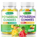 Kalijev citrat Gumijev 1000mg, Visoko moč Kalijev dodatek Gumijev za odrasle ženske in moške, Kalijev gumijevke podpora Leg Cramps & Muscle Health, Ananas & Mešana aroma sadja