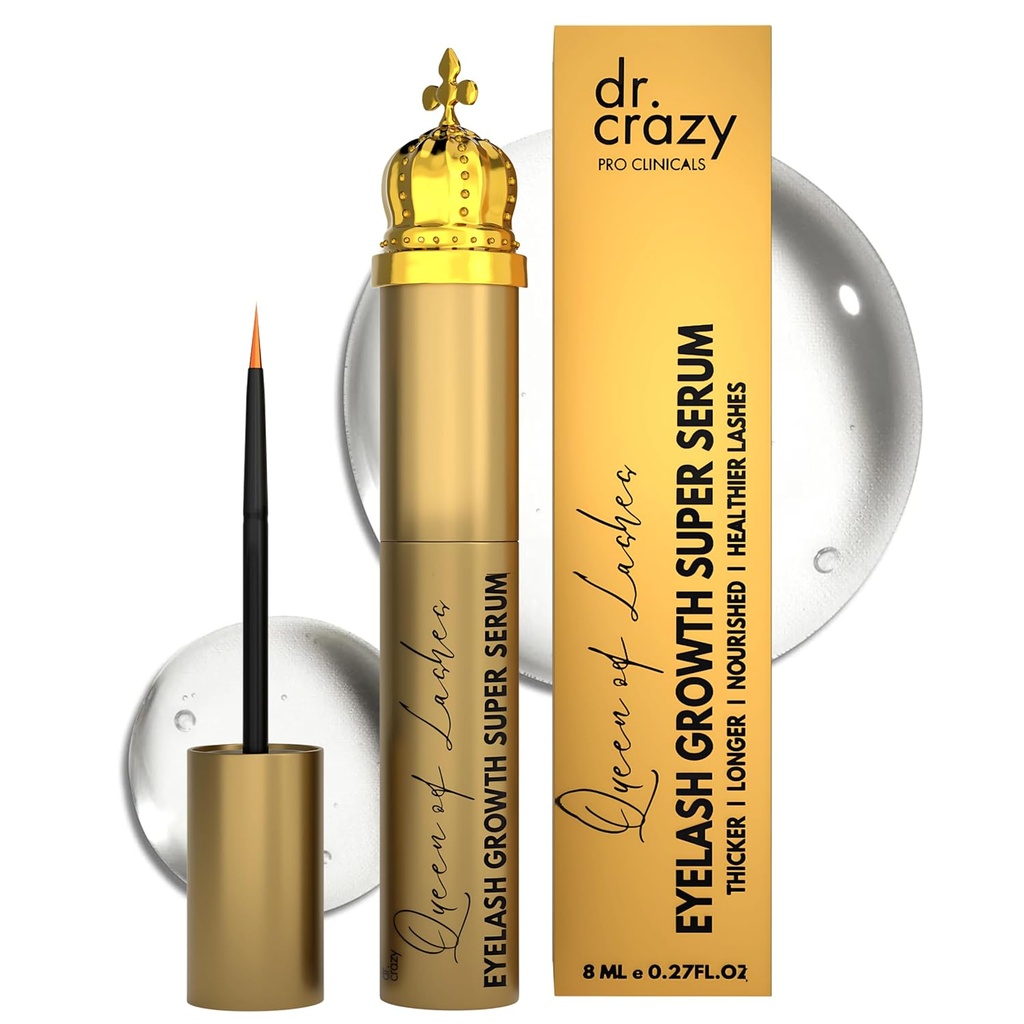 Queen of Lashes Peptide rastni serum - Lash & Brow izboljšanje s Peptides & Ginseng korenski ekstrakt - Hormone Free, Oftalmolog Tested Formula za daljše, Fuller Lashes (8 ml)