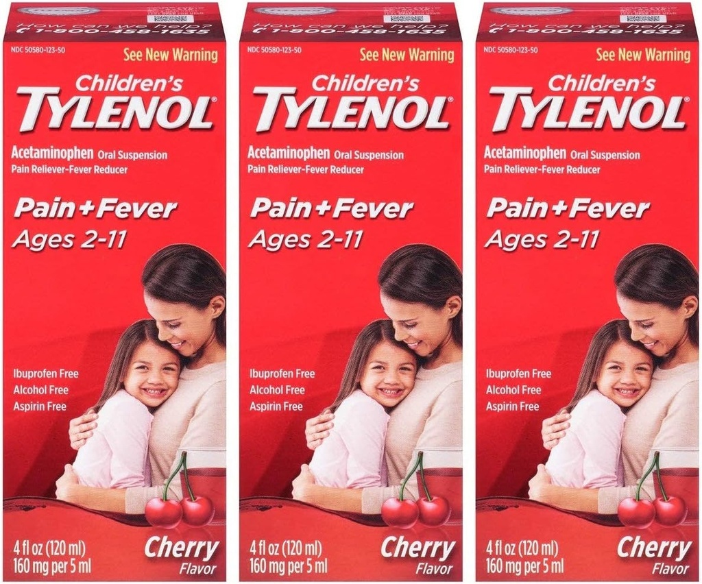 Tylenol Chld Cherry Liq velikost 4 Fl oz Tylenol otroška češnja Blast peroralna suspenzija pakiranje po 3