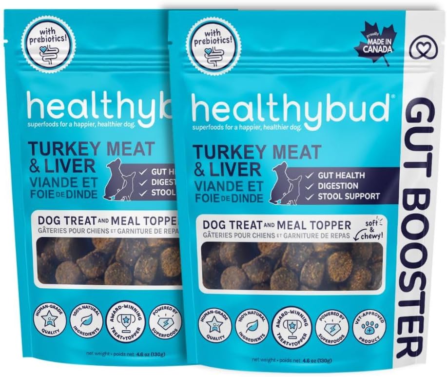 zdravo kopito Turčija Probiotične žveči - Gut Health Support - Prebiotik, Fiber & Vitamin, Kužki jetra ugrizi za občutljivo želodec, pes Stool Hardener (4.6oz na pakiranje 2-Pack)