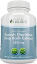 Čisto holistični Pine Bark Extract 350mg 180 Veganske kapsule 95% Proantocianidins - Francoski pomorski Pine Bark Extract - Ne GSO in pesticidi brez antioksidanta dodatek