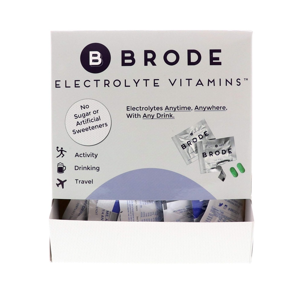 Brode Electrolyte Vitamin - Prenosni zero-Sugar Electrolyte tablete - za šport, nočno življenje, Jet Lag, 5 Essential Electrolytes + 9 Vitamini 100-Packets