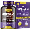 Omega-3 ribje olje, 3500 mg, visoko EPA & DHA – brez ribjega okusa, enostavno pogoltniti, brez napora, naravna limona – podpira srce, možgani in skupno zdravje – 90 softgels – divje ujeta.