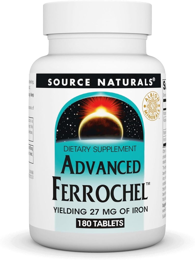 Vir Naturals Advanced Ferrochel, prehranska dopolnila, 27 mg železa - 180 tablet