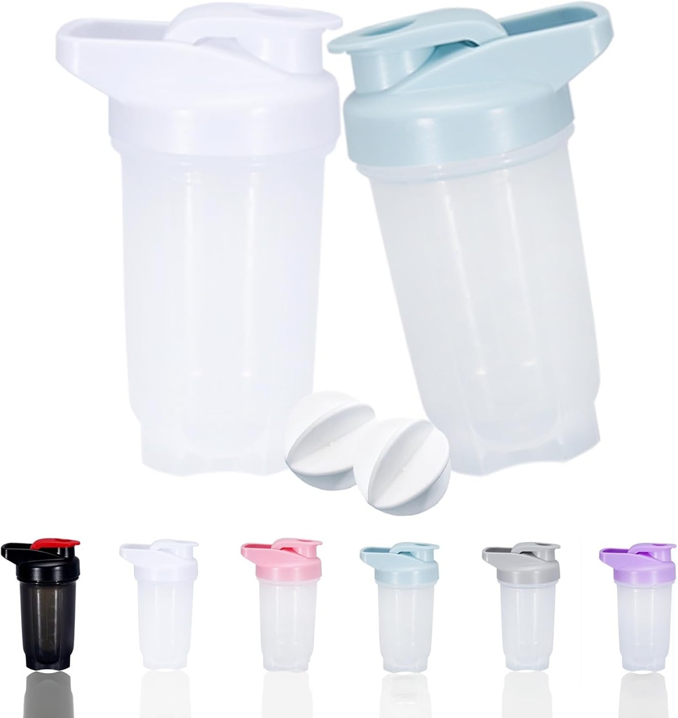 Shaker Steklenica Protein Shakes Cup in 10-ounce/300ML Shaker-Bottle z whisk kroglice, Beljakovine Shakers steklenice Set, Non-BPA plastike (White+Blue(2PCS))