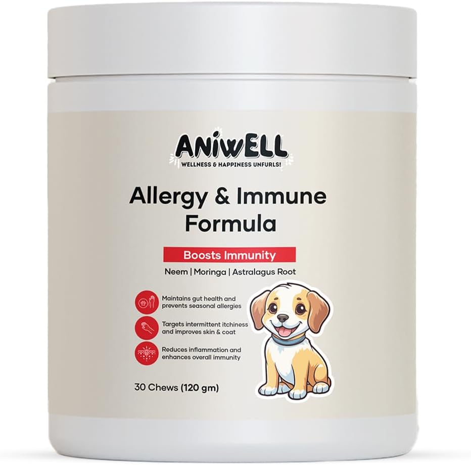 Alergije in imunske podpore žveči za pse – napaja Astragalus Root & Laneno seme C3 – Spodbuja sezonsko alergijo Relief, Gut & Prebavni zdravje – Soft Chews