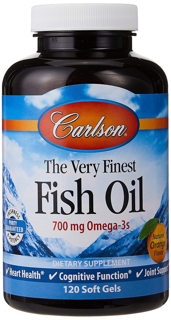 Carlson Zelo fino ribje olje oranžna 120 + 30 Softgels, 700 mg (lahko žvečijo)