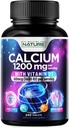 Kalcij 1200 mg z vitaminom D3 za najboljšo absorpcijo - napredno podporo za kosti, 1200 mg kalcijev karbonat & 1600 i.e. vitamin D3, počasno sproščanje za imuno podporo, enostavno požiranje, 240 tablet