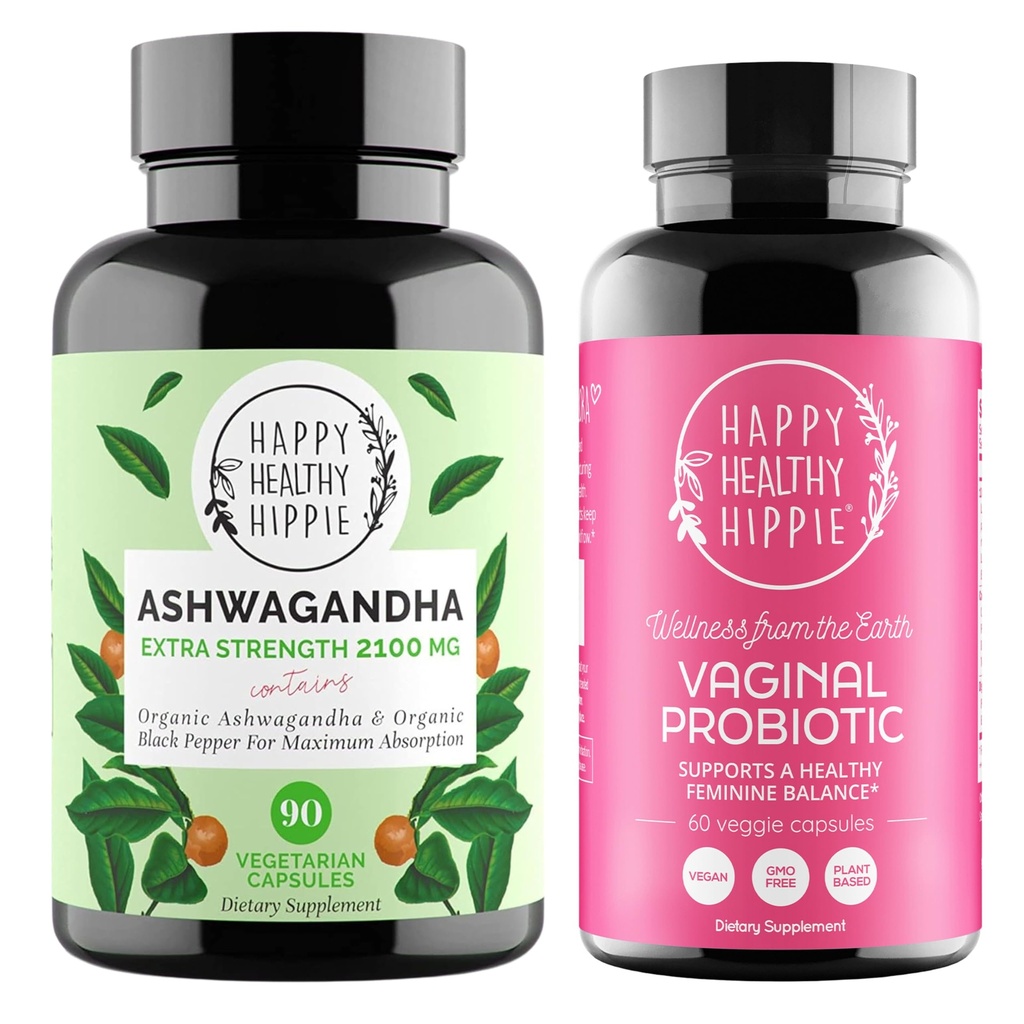 Happy Healthy Hippie Vaginal Probiotics za ženske & Organic Ashwagandha