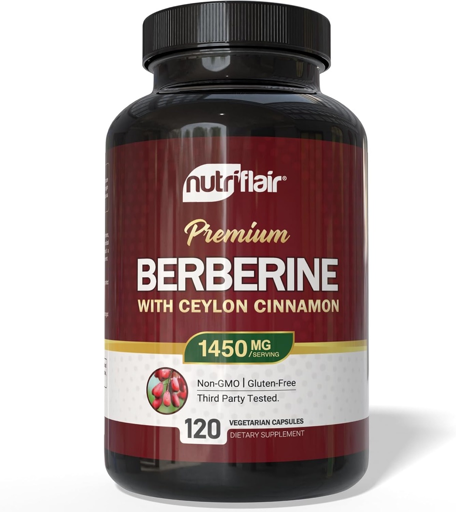 NutriFlair Berberine s Ceylon Cinamon 1450mg dodatek – 120 Kapsule 