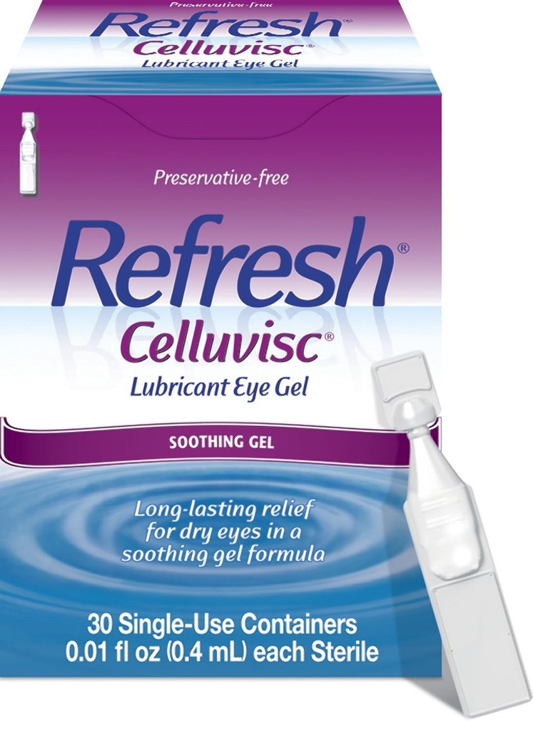 Osvežite Celluvisc Lubricant Eye Gel za suhe oči, Ohranjevalno-proste kapljice, 0,01 Fl Oz Zabojniki za enkratno uporabo, 30 Število
