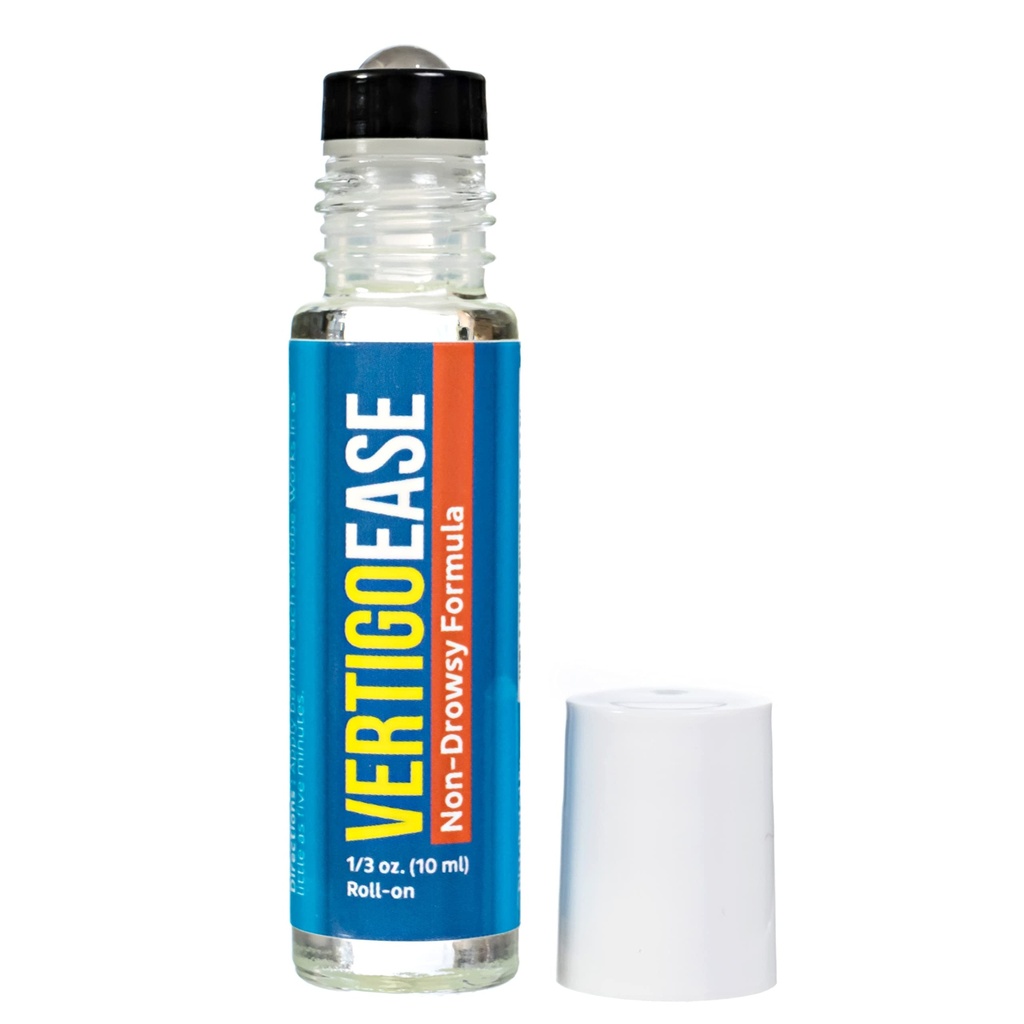 Osnovni Vigor Vertigo Ease Roll-On (10ml) - Naravni & hitro delujoči Vrtoglavica in omotica Podpora s sivko, Ginger, Frankincense & Essential Oils - Boj proti potovalne bolezni
