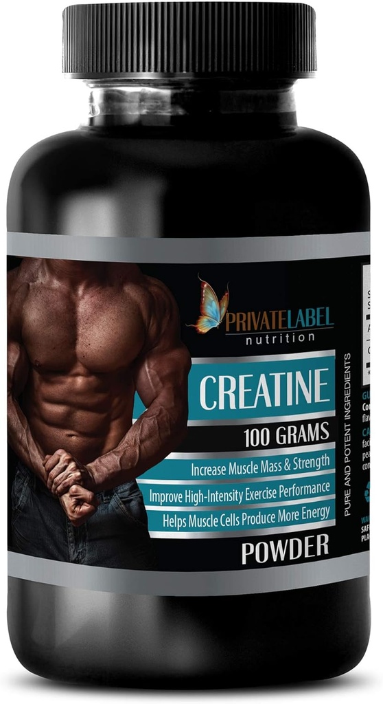 NALEPKA ZA PRIVATE LLC Supplements za povečanje mišične mase - CREATIN prašek 100 Grams - kreatin monohidrat - 1 steklenica (100G prašek)