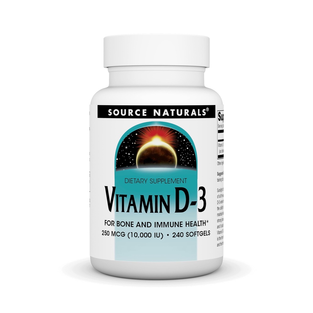 Vir Naturals Vitamin D-3, Podpira zdravje kosti in imunskega sistema*, 250 μg (10. 000 i. e.) - 240 softgels
