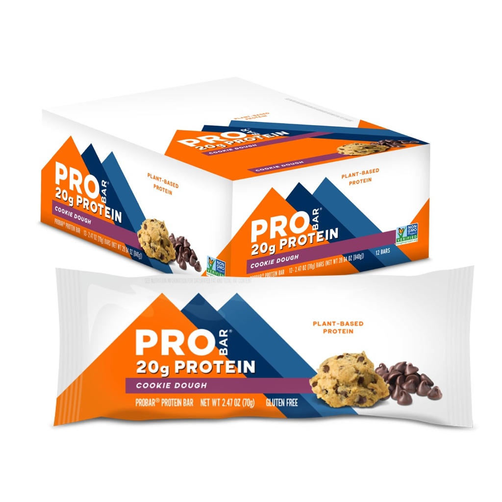 PROBAR - PROTEIN Bar, piškoti Dough, Non-GMO, Gluten-free, zdravo, na osnovi rastlin, Vse sestavine hrane, naravna energija (12 štetje)