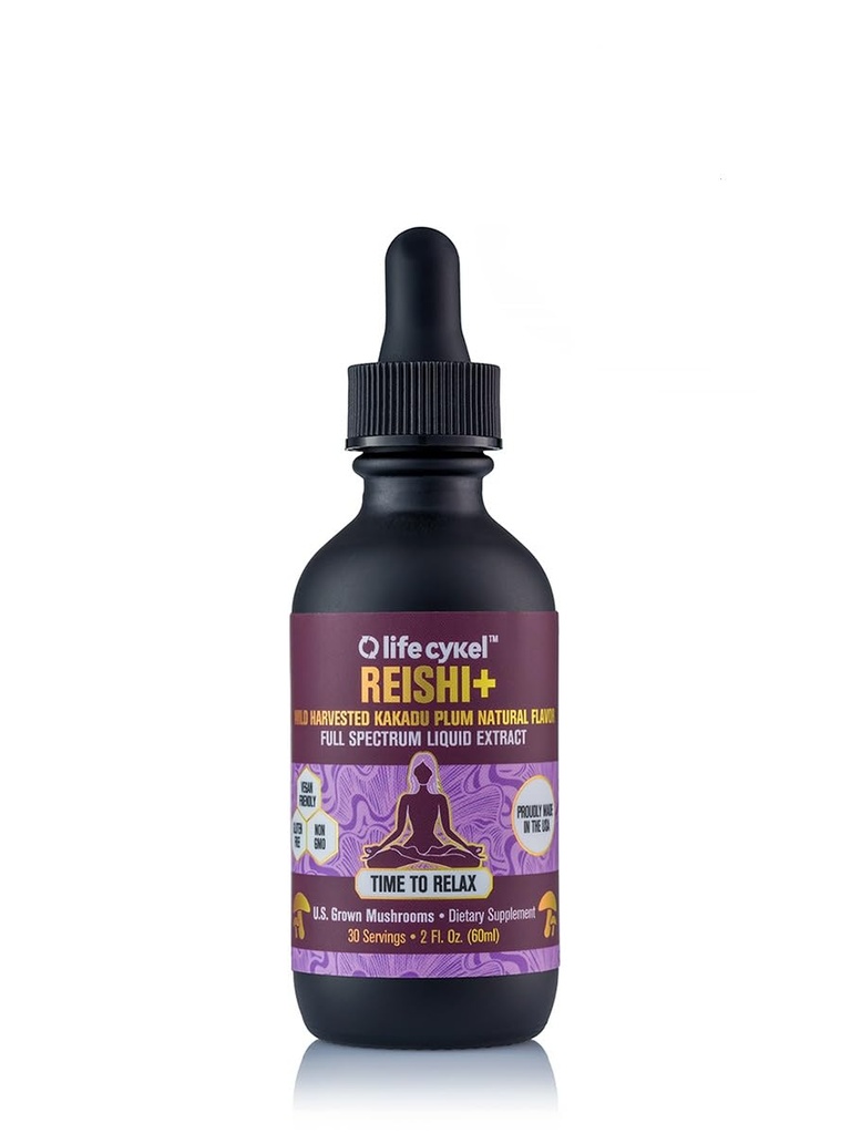 Life Cykel - Reishi goba ekstrakt w/Kakadu Plum-adatogen za pomoč v spanju, sprostitev in celična podpora- 100% organske gobe, antioksidanti Vitamin C, 2oz (Packaging May Vary)