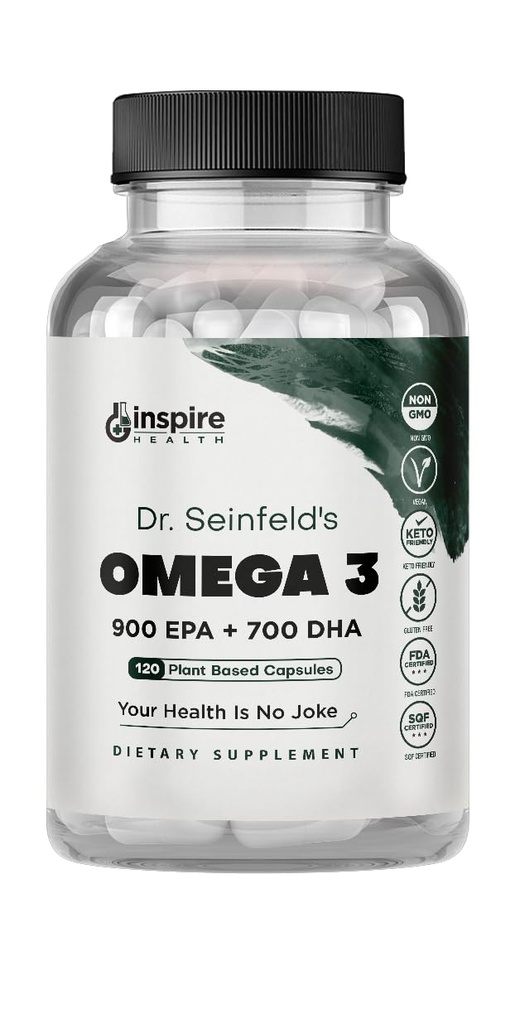 Very Best Vegan Omega 3 dodatek - 120 Kapsule - Algae Omega 3 Vegetarian dodatek - Rastlinsko ribje olje Alternative - EPA DHA dodatek - Izdelano v ZDA - Heart Stres Relief Dr. Seinfeld