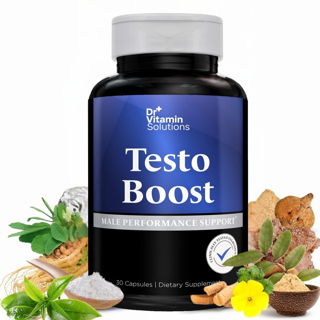DR VITAMIN REŠITVE Testo Boost dodatek za moške - Stamina, vzdržljivost in energijsko izboljšanje - moški testosteron Booster w/Fenugreek, Tribulus, Tongkat Ali, Horny Kozja trava - 30 kapsul