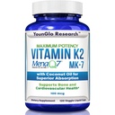 Vitamin K2 MK7 (MenaQ7) 100 μg w/kokosovo olje za superior Absorpcijo, prehransko dopolnilo, 120 veganskih tekočih kapsul za podporo moči in gostote kosti za odrasle ženske in moške