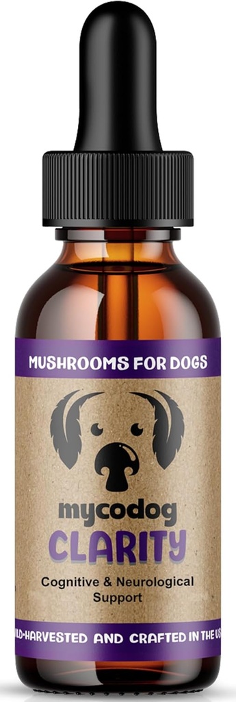 MycoDog Clariteta - Kognitivna podpora dopolnilo za pse - zdravje možganov, & višji wellness psa - Spomin in fokus s funkcionalnimi gobami in adaptogeni