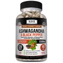 Kaya Naturals Ashwagandha 1300mg, 120 Count kapsule za pomoč pri stresu, adrenal, Mood & ščitnica podpora, črni poper in 100% Pure Ashwagandha -120 kapsule