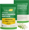 Dodatek NAD, liposomski NAD+ Dodatek z nikotinamidom Riboside Resveratrol podporo celično zdravje, Stamina & zdravo staranje - 80 kapsul