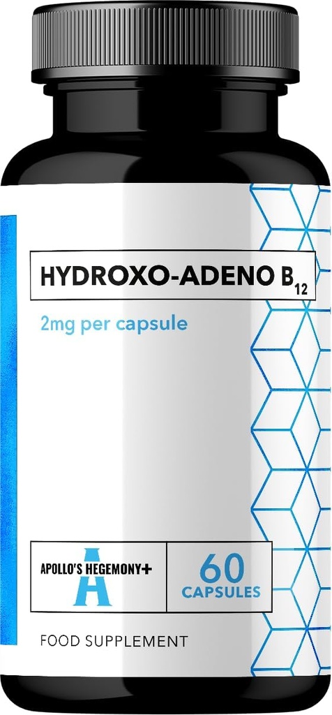 APOLLOV HEGEMONY Hydroxo-Adeno 2 mg - visoka absorpcija Vitamin B12-60 Veganske kapsule - 2 mesec oskrba - podpira nastajanje rdečih krvnih celic in Vitalne ravni energije