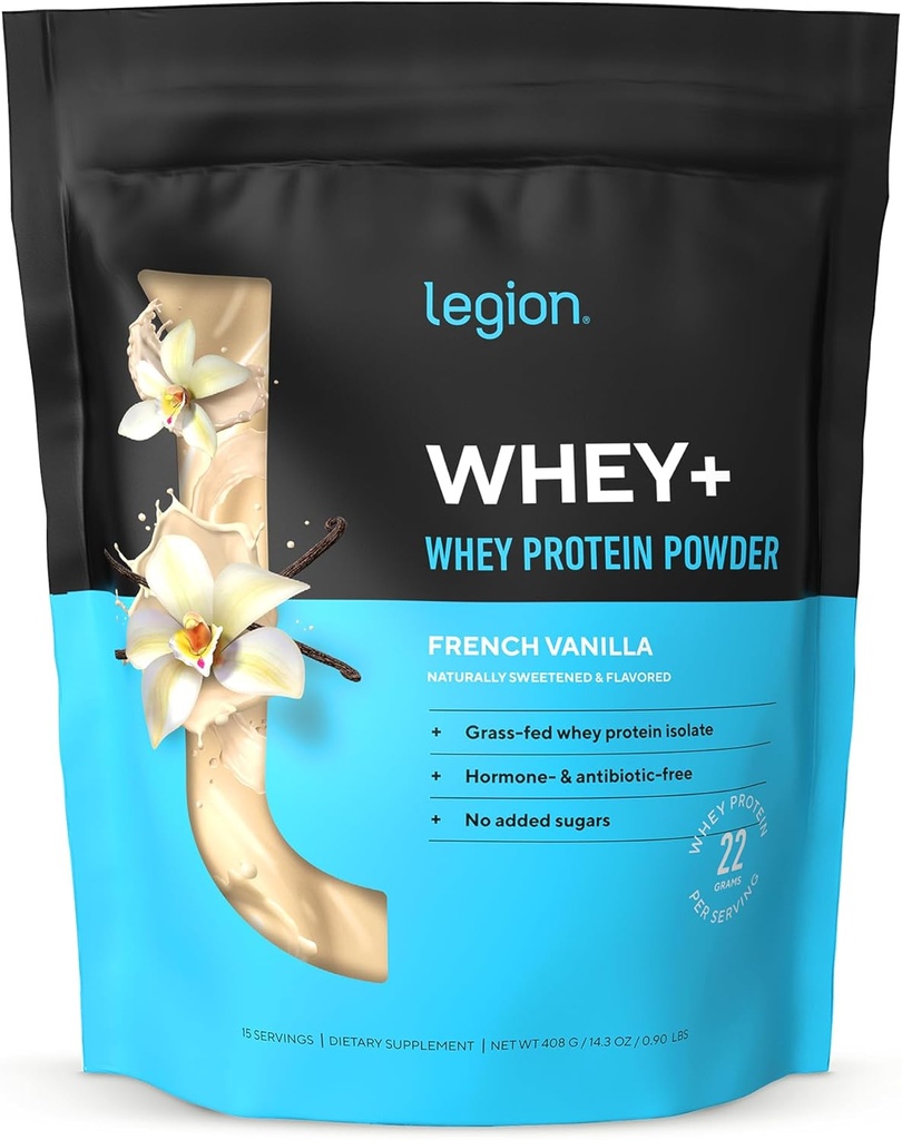 LEGIJA Whey+ Protein Whey izolat iz krav hranilnic v travi - sirotkin izolat v prahu nizke kalorije, ne-GMO, brez sladkorja, laktoze in glutena, vse naravne beljakovine v prahu za moške in ženske (15 servivov)