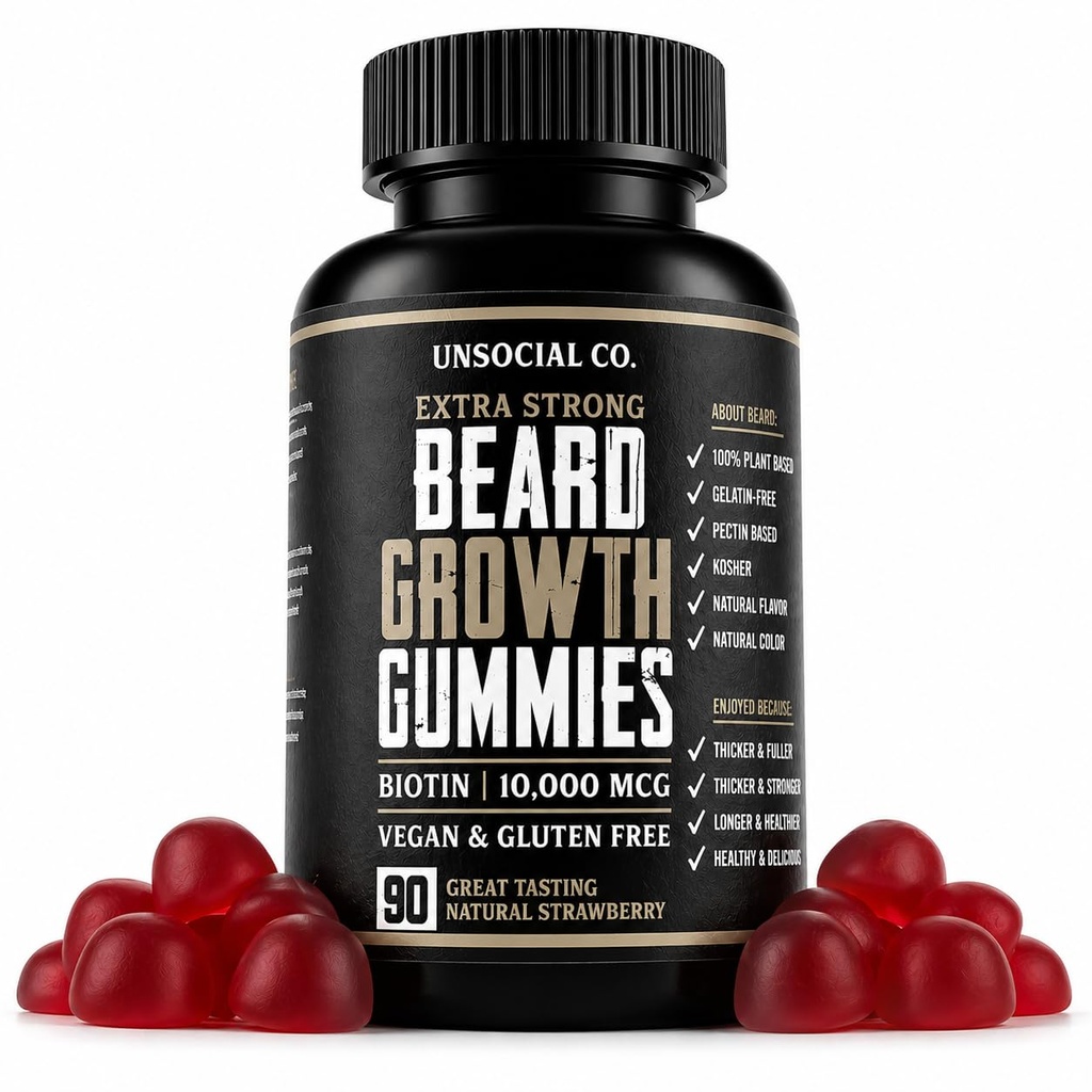 Nesocialna Co. Ekstra močna brada rast vitamini Gumies 