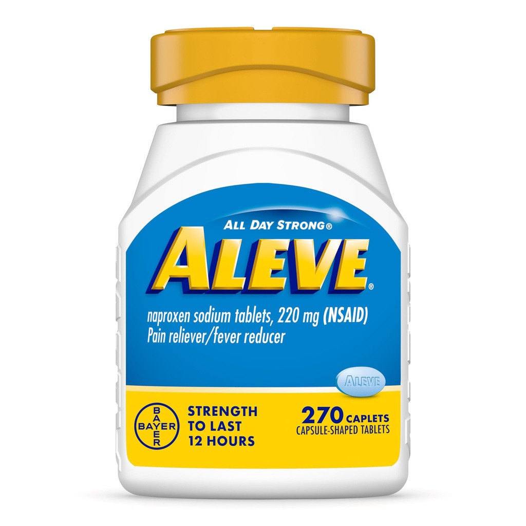 Aleve Pain Reliever in Reduciralec zvišane telesne temperature Naproxen Natrijeve kapsule, Relief bolečine v telesu, 270 Število
