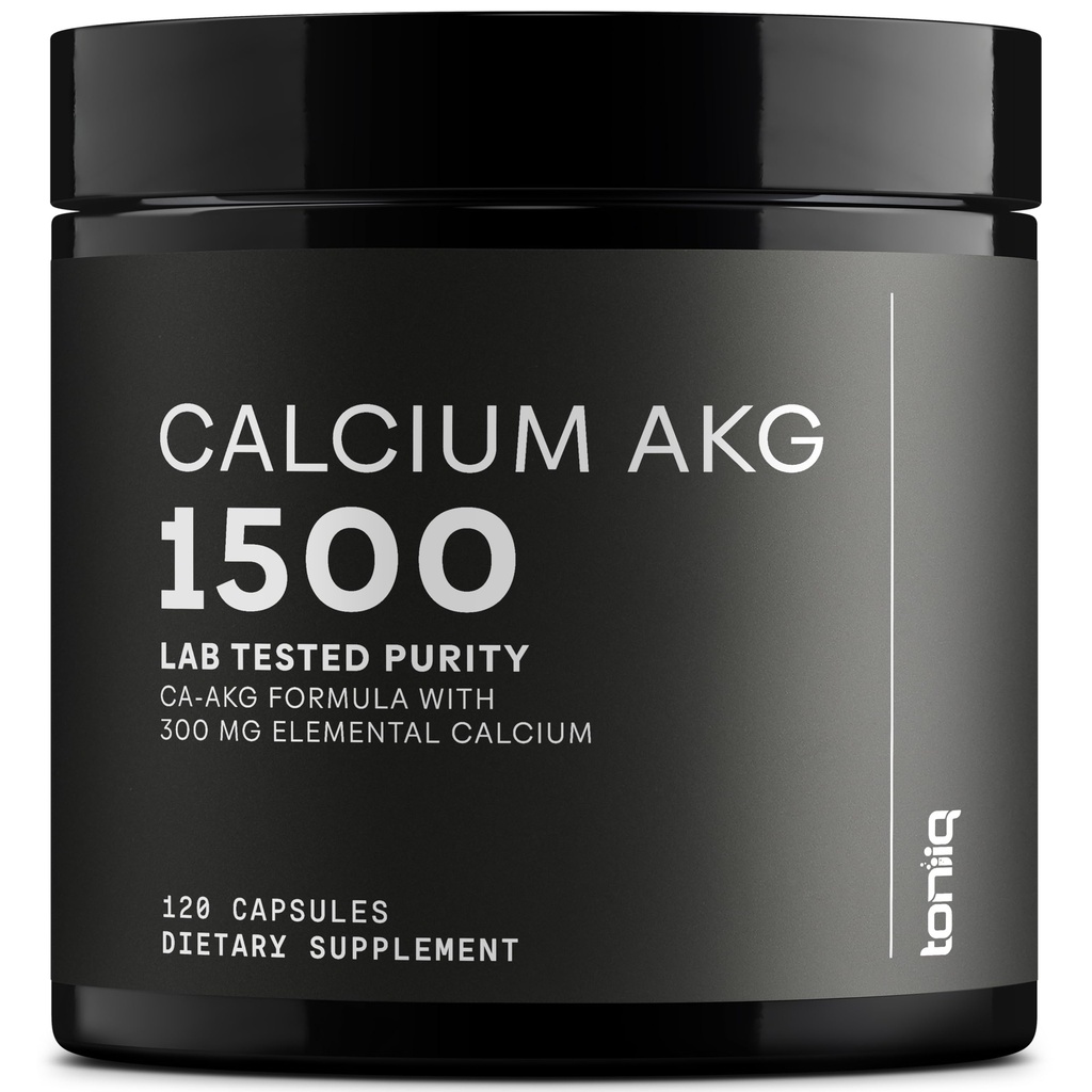 Toniiq 1500mg Ultra visoka čistost Ca AKG dodatek - 99%+ Visokoprečiščen in biorazpoložljiv kalcijev alfa-ketoglutarat - Kalcijev AKG dodatek - 120 Ca-AKG Vegetarijanske kapsule
