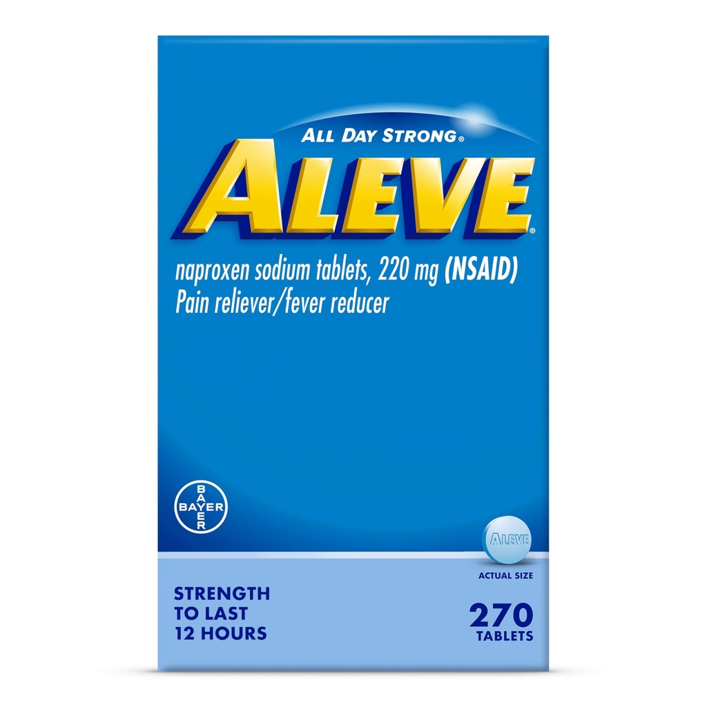 Aleve Pain Reliever & Fever Reducer tablete, Naproxen Natrijev, Glavobol, Relief Medicine, 270 Število