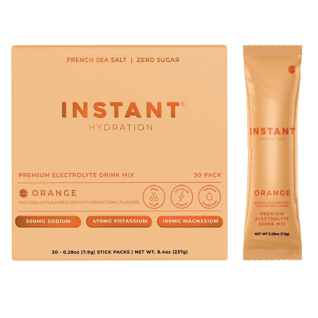 Instant Hydration Elektrolities Powder Packets - Citrus Orange Drink Mix - Zero Sugar - Keto, Vegan, Gluten-free, Non-GMO - Boost recovery, Brain Health, Muscle & Tsue Support- 30 palice