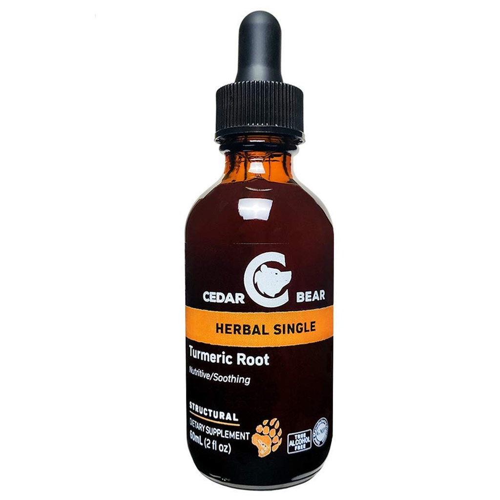 Cedar Medved Kurkuma koren (Curcuma Longa) Tekoči zeliščni dodatek, ki podpira zdravo celično aktivnost, in spodbuja imunske funkcije 2 Fl Oz