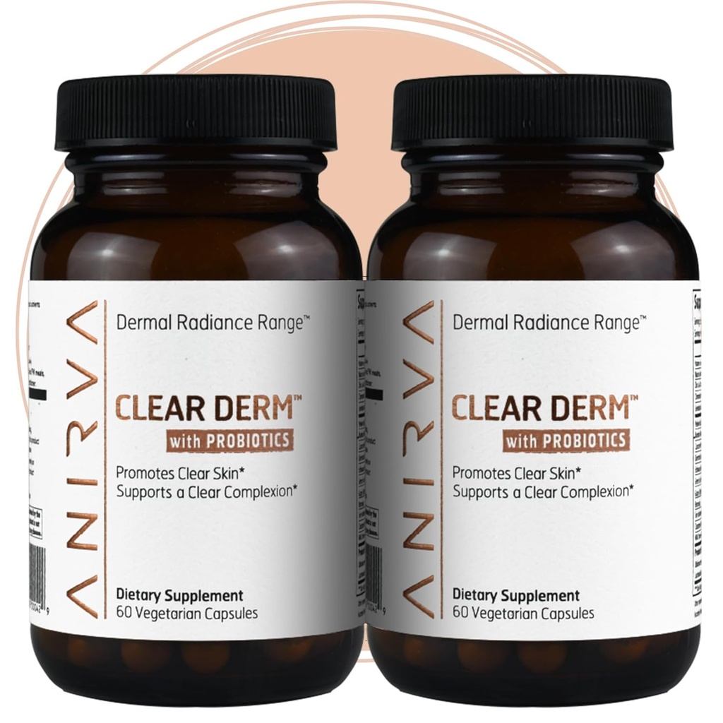 2-Pack Acne tablete z cinkom za odrasle, Acne tablete za Hormonal Acne, cinkove tablete za Acne zdravljenje, probiotiki za Acne, cinkove dodatke za odrasle Acne - Anirva Clear Derm z probiotiki