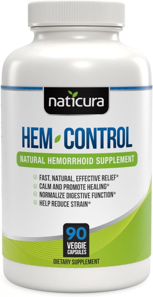 Hem-Control - hitro učinkovito zdravljenje hemorrrhoid dopolnilo - Močna formula za spodbujanje Symptom Relief, krčenje hemoroidov, lažje nelagodje - 90 Veganske kapsule - Izdelano v ZDA