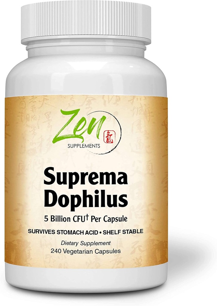 Zen Supplements - Suprema-Dophilus - 5 milijard CFU probiotik - 8 sevov - Rokavice Stabilne in kisle obstojnosti - podpira gastrointestinalno in imuno zdravje 240-kap