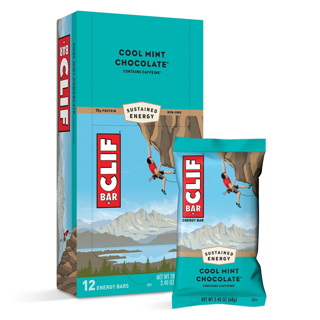 CLIF BARS - Energijske čokolade - Cool Mint Čokolada - s kofeinom - Izdelano z organskimi ovesi - Rastlinska hrana - Vegetarian - Kosher (2.4 Ounce Protein Bars, 12 Count) Pakiranje maj Vary