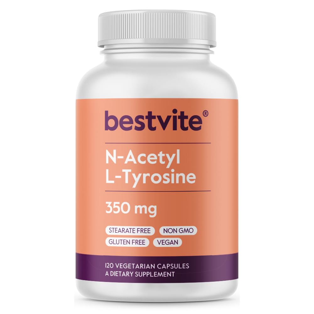 BESTVITE N-acetil L-tirozin 350 mg (NALT) (120 kapsul) - brez stearat - brez GSO - brez glutena