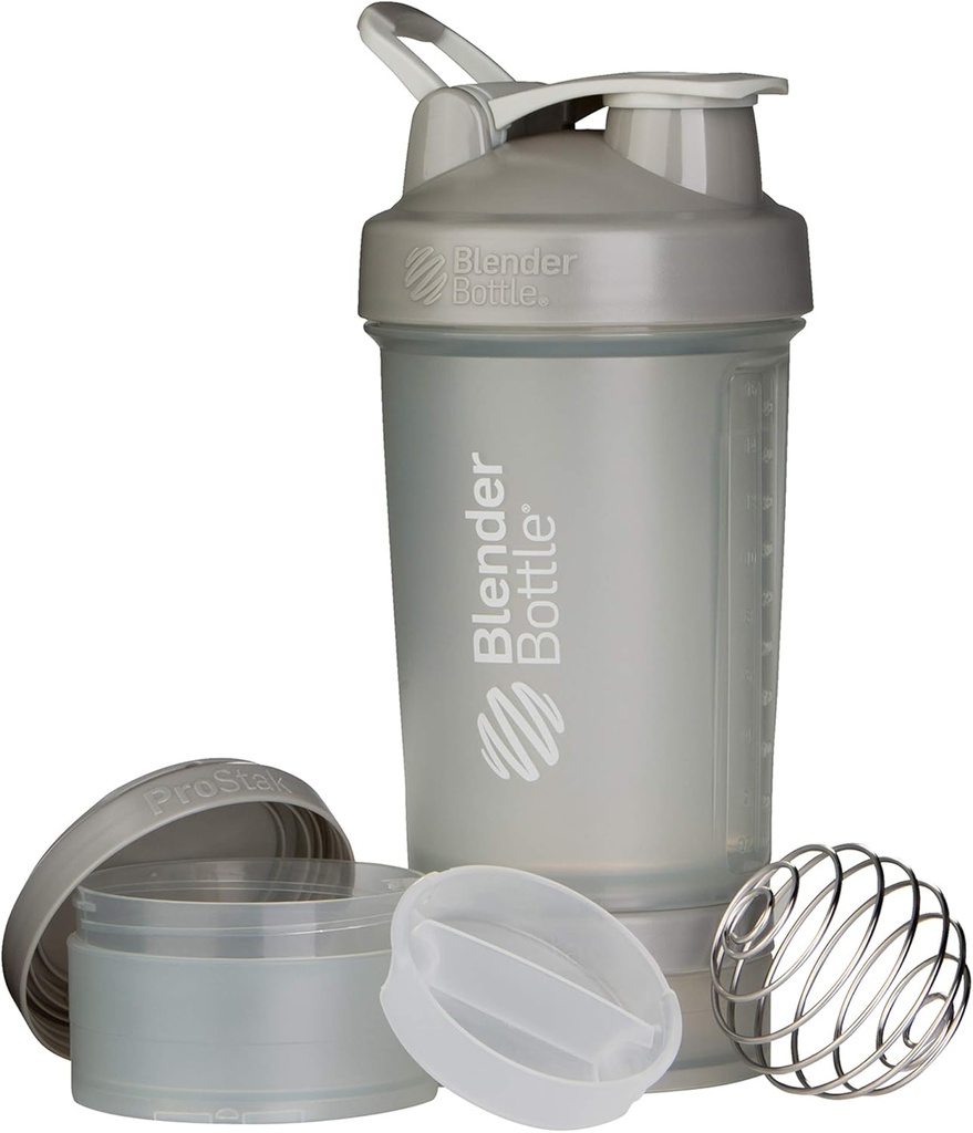 BlenderBottle Shaker steklenica z tablete Organizator in shranjevanje za Protein Powder ProStak System, 22-Ounce, Probble Siva