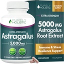 Astragalus Kapsule 5.000 mg - 250 kapsul, 8+ zaloga za mesec - Superior Jakost Astragalus Root Extract 20:1 - Ne GSO, Vegetarian & Vegan prijazno - podpira imunski sistem in kardiovaskularni