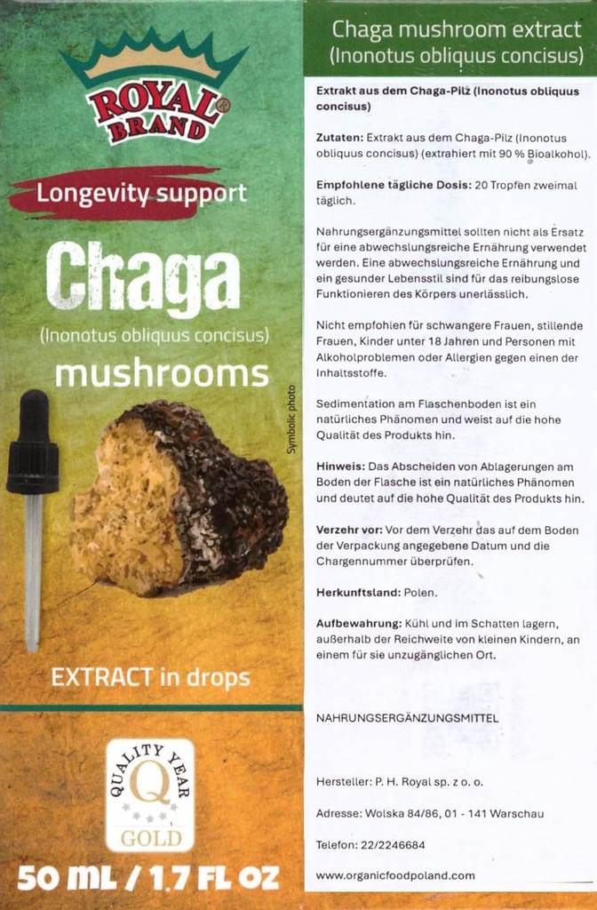 Kapsule Chaga Tinkture / Chaga Gobe/Boljše kot Chaga Gobe Kapule/Visok odmerek/Izvleček liquida / 1,7 FL OZ / 50 ml