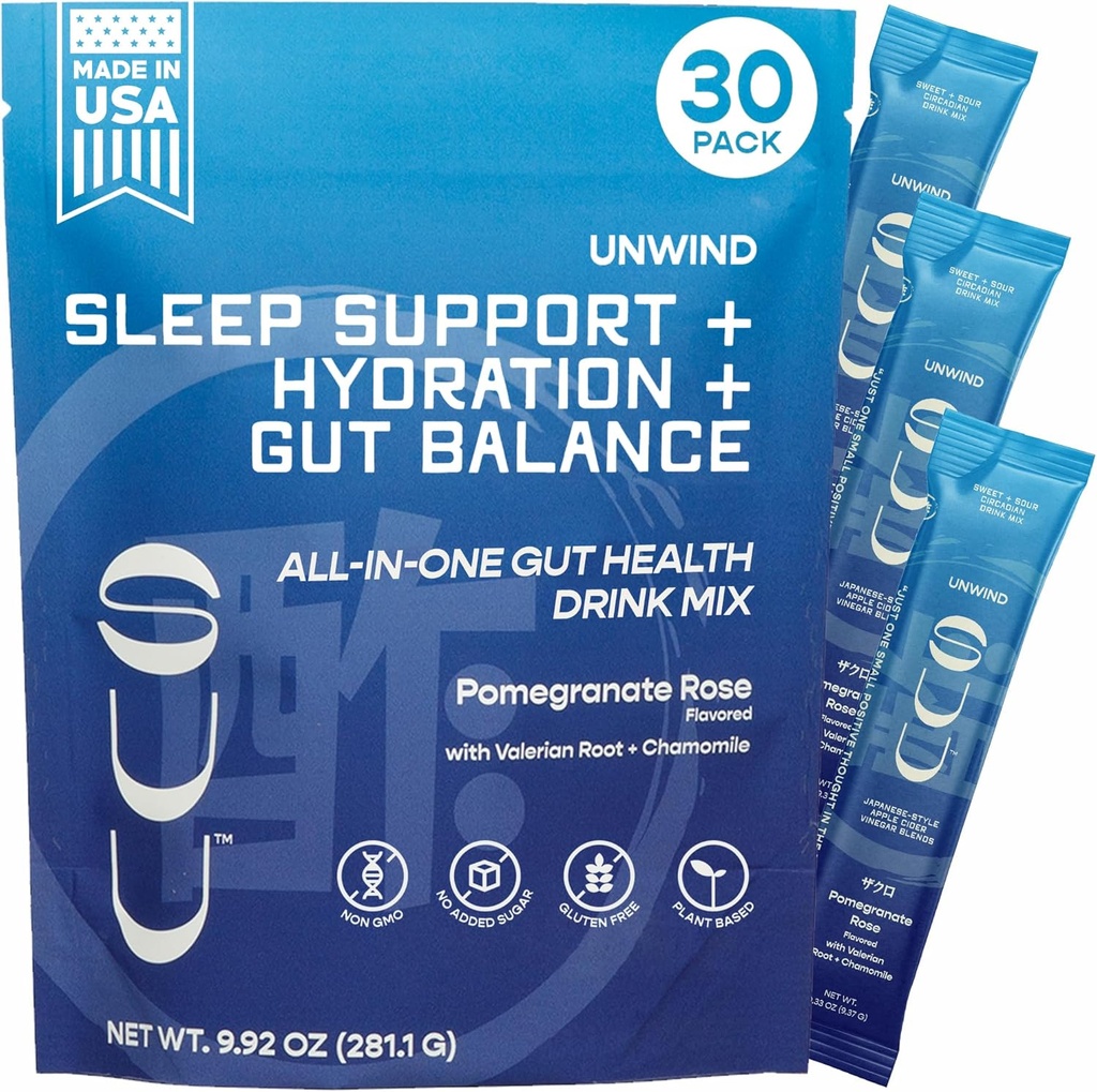 Unwind Gut Health Drink Mix.Apple Cider Viner Prebiotik,Probiotiki Prebavno zdravje za ženske in moške.Melatonin-free,Valerian Root,Kamilica.